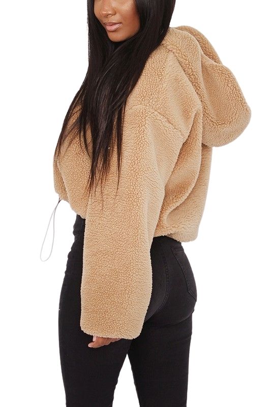 Teddy Cropped Sherpa Hoodie